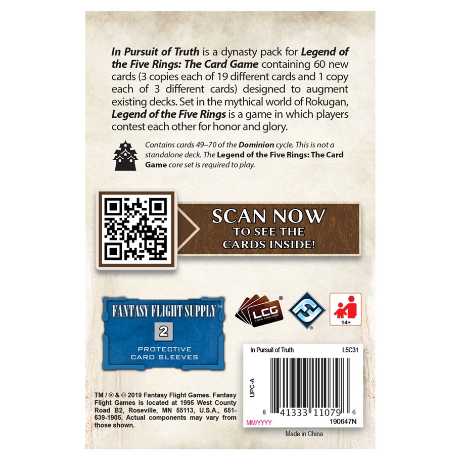 Legend of the Five Rings : The Card Game - In Pursuit of Truth Dynasty Pack